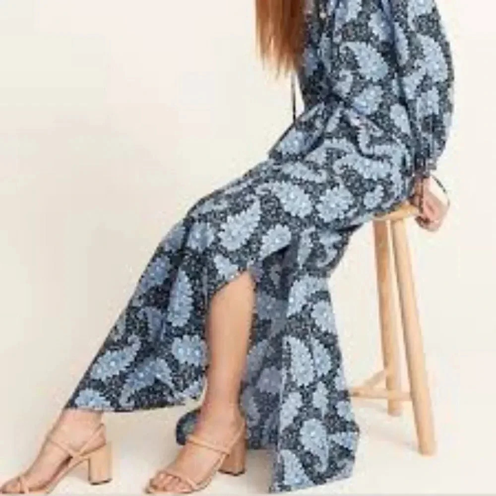 J. CREW COLLECTION‎ Pull-on Skirt in Ratti® Pacific Paisley Blue Floral Size M